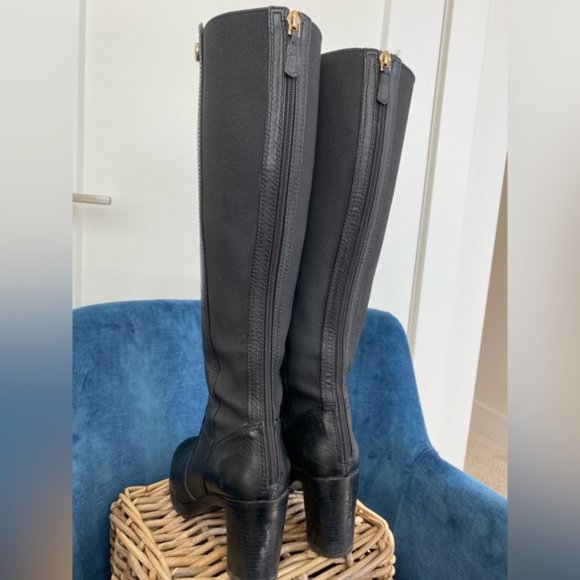 TORY BURCH Sullivan Knee High Black Leather Boots | Size 7 M | - Picture 11 of 15